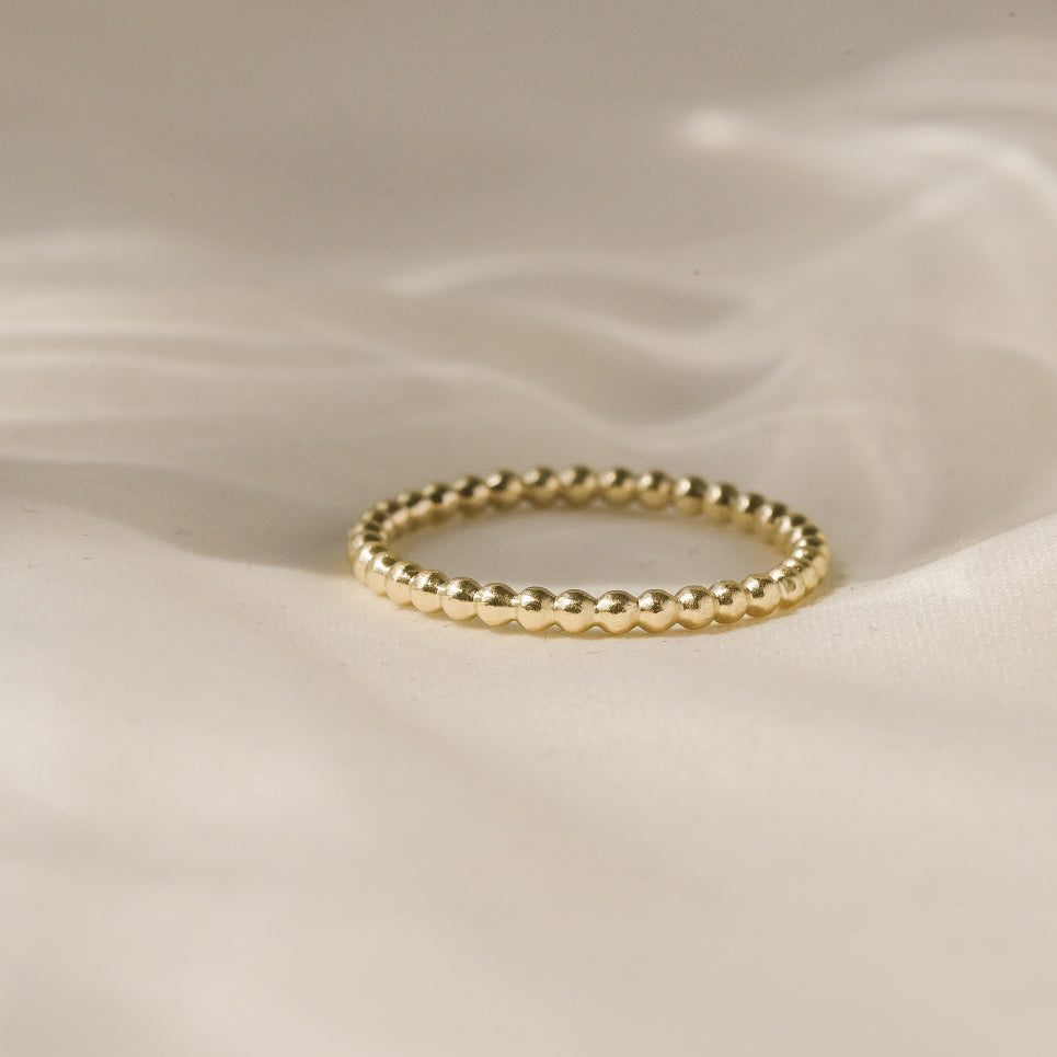 9K Yellow Gold Beaded Ring