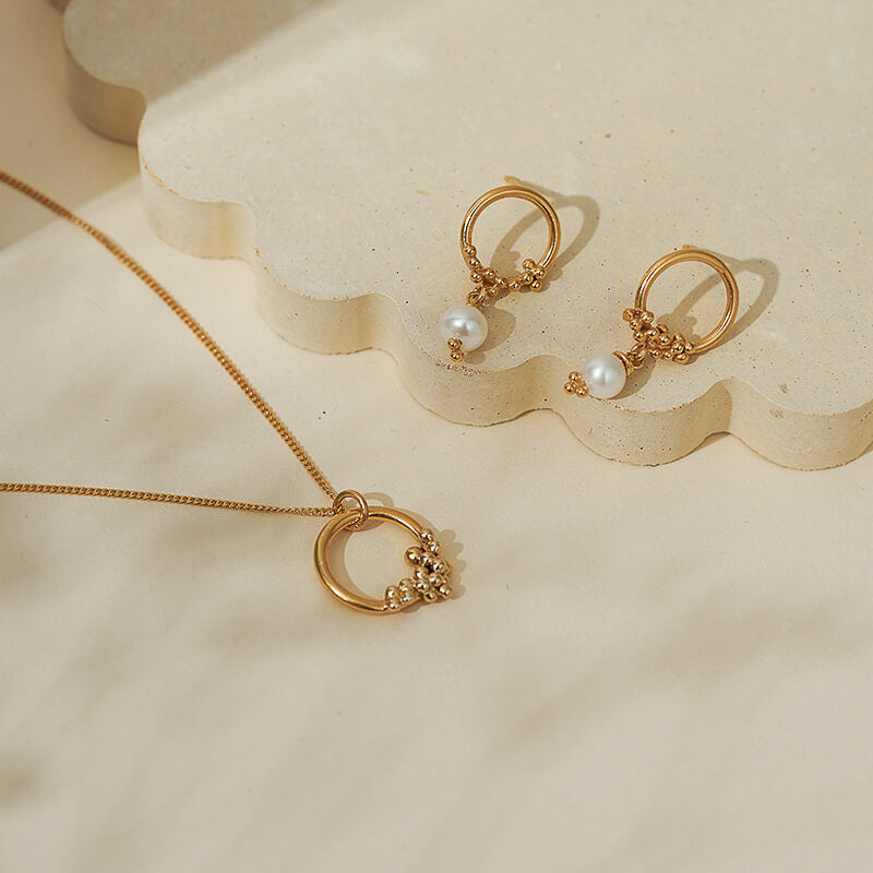 Gold Vermeil Granule Halo Necklace