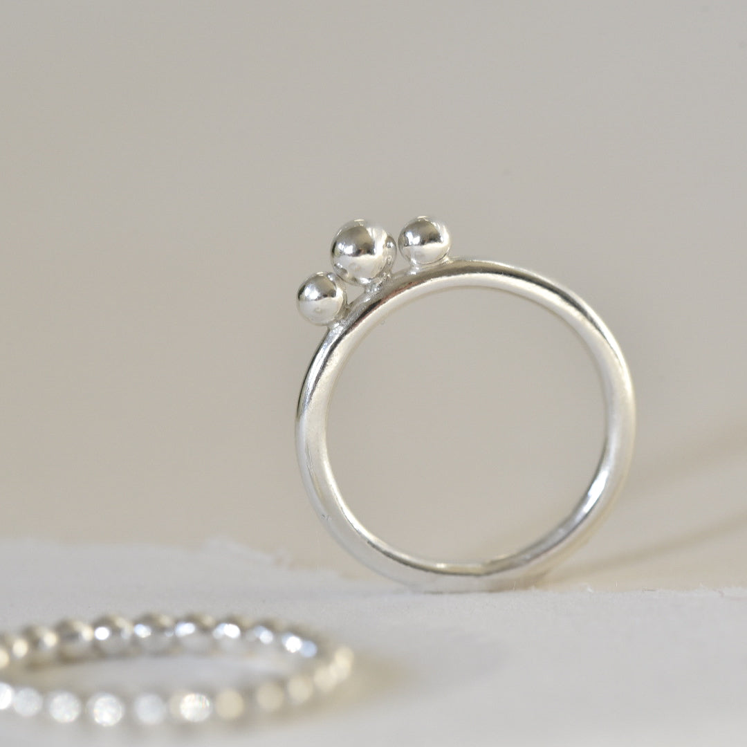 Silver Three Pebble Ring