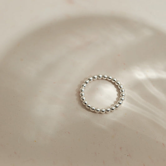 Chunky Silver Beaded Ring