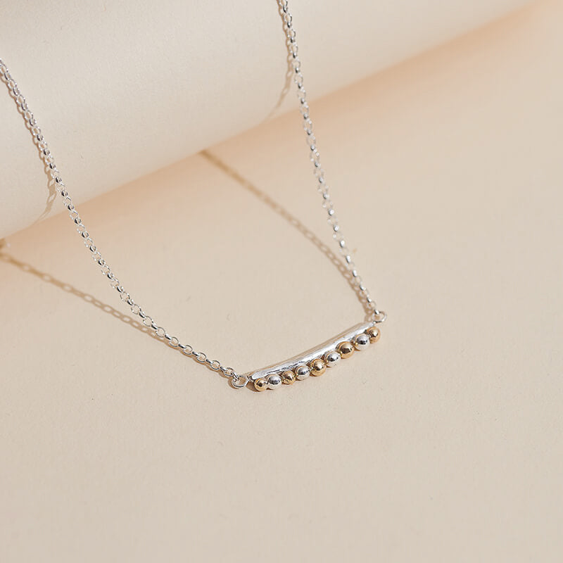 Silver and Gold Granulated Bar Necklace.