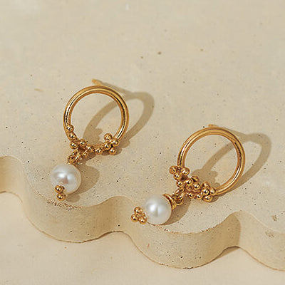 Gold Vermeil Granule Studs with Pearls.