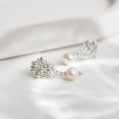 Droplet and Pearl Earrings.